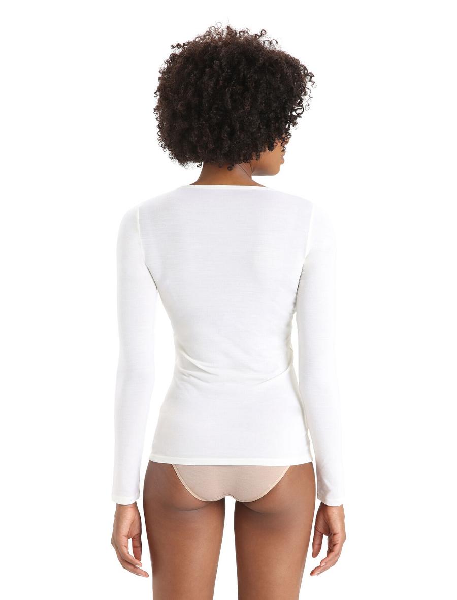 Sous Vêtement Icebreaker Merino Siren Long Sleeve Sweetheart Top Femme Blanche | FR 1689JPQJ